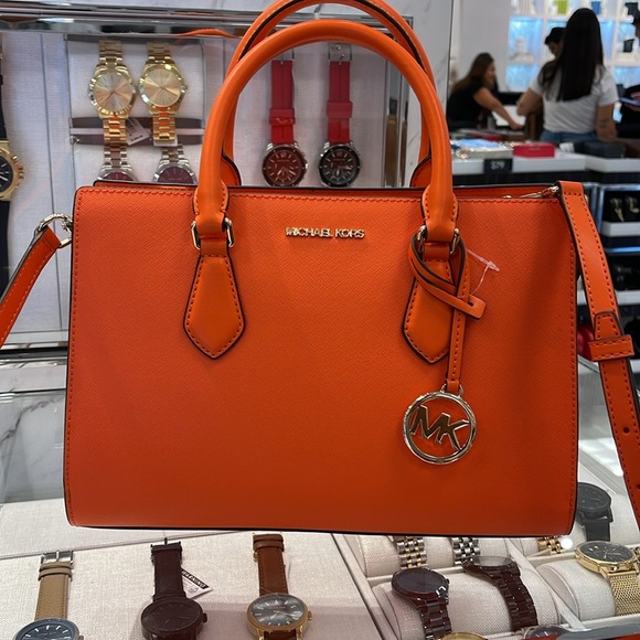 MICHAEL KORS
Sheila Md CZ Faux Saffiano Leather CZ Satchel Crossbody 
POPPY
NWT - Picture 6 of 16